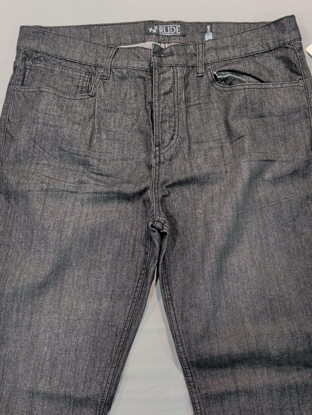 RUDE Hot Topic Slim Straight Black Denim Pants - Size 38x32 NWT